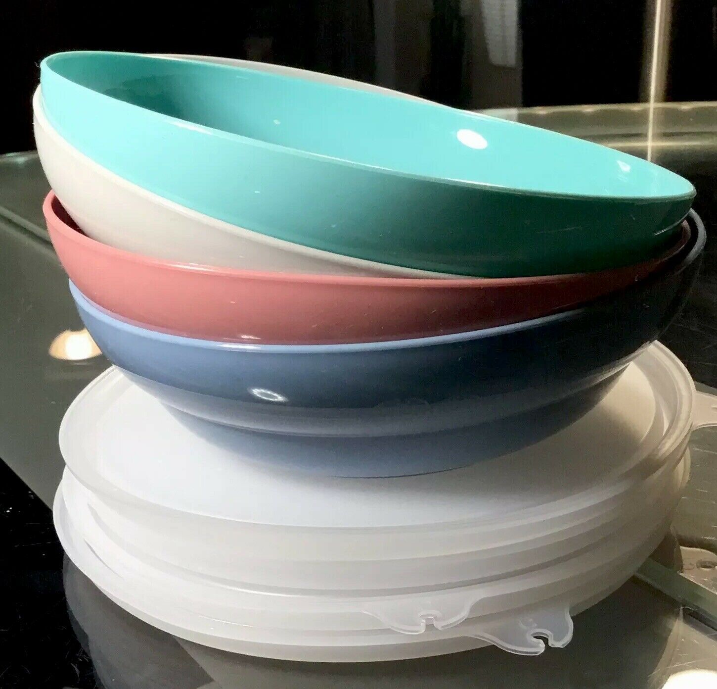 8 Pc New Vintage Tupperware CLASSIC CEREAL BOWL SET 155 w/ (4) Sheer