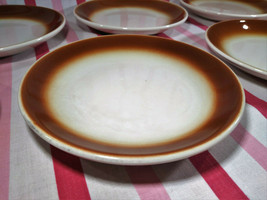 Mid Century 7pc Homer Laughlin Restaurant Ware Caramel Airbrush Bread Plates - $16.00