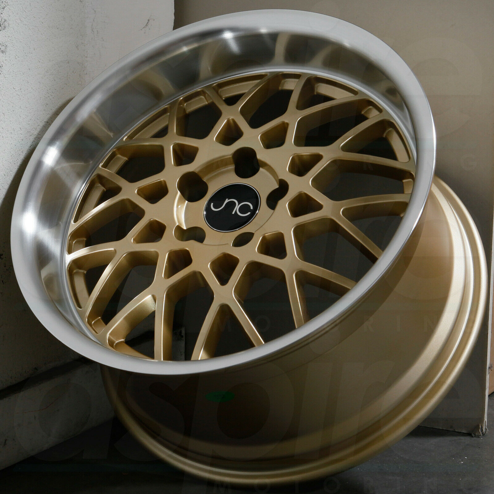 18x9 5 JNC 016 5x120 25 Gold Machine Lip Wheel New Set 4 Wheels