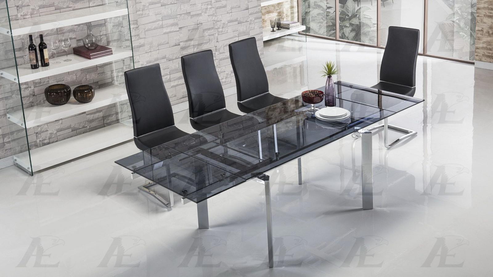 American Eagle Tl 1134s Bl Smoked Gl Top Extendable Dining Table American Eagle Tl 1134s Bl Smoked Gl Top Extendable Dining Table Chrome Legs