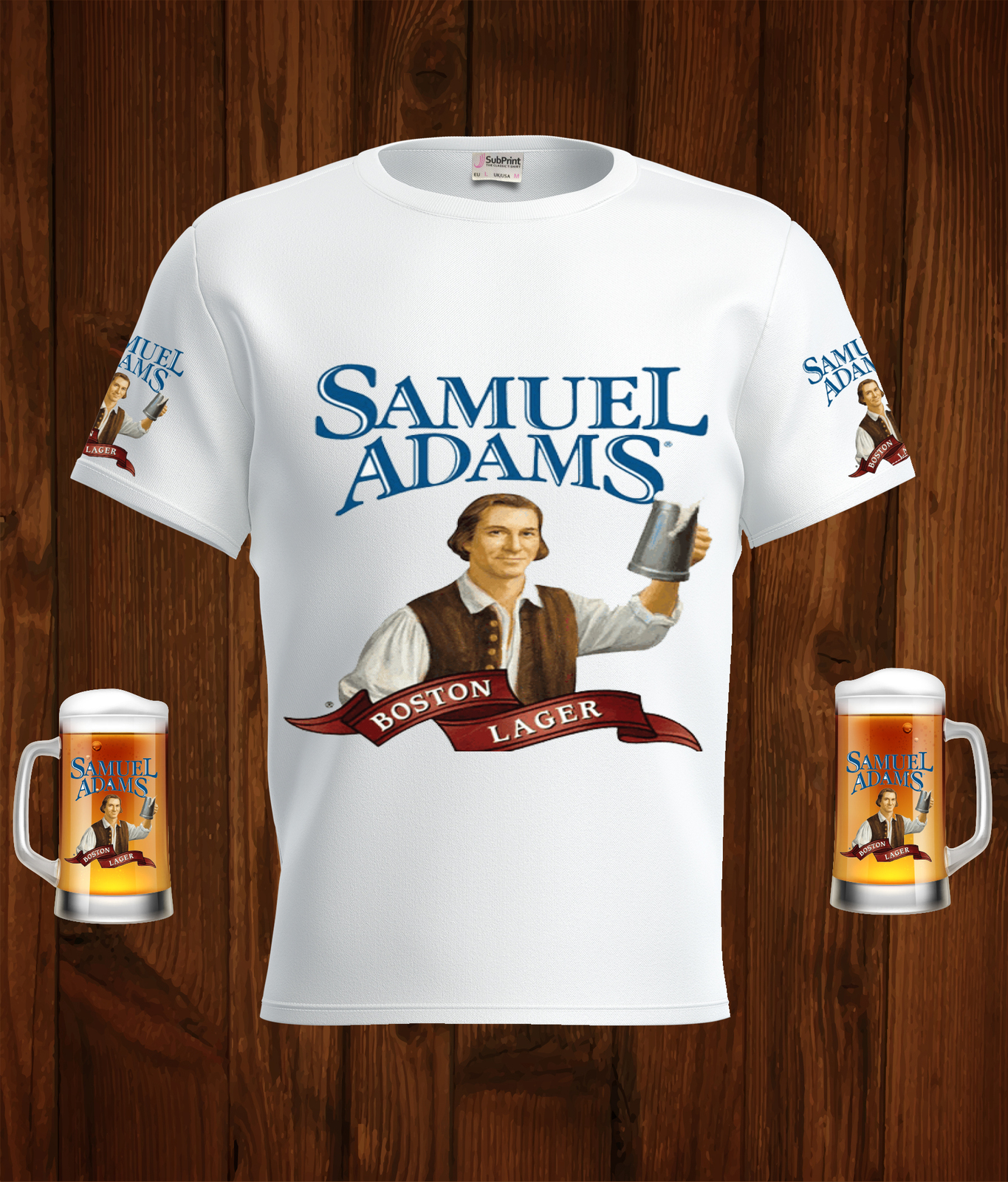Samuel Adams  Beer Logo White Short Sleeve  T-Shirt Gift New Fashion