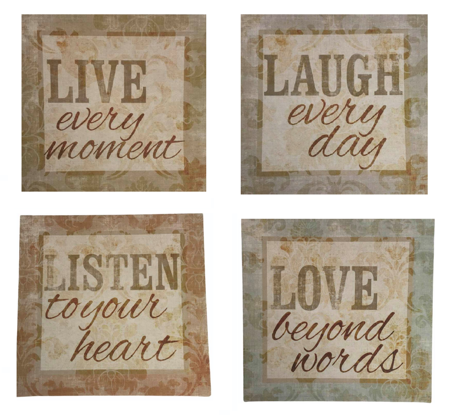 Primary image for Inspirational Art Pictures 4 Stretched Canvas Live Laugh Listen & Love 11" x 11"