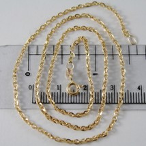 18K YELLOW GOLD CHAIN MINI 2mm ROLO OVAL MIRROR LINK 17.70 INCHES MADE IN ITALY image 1