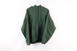 Vintage 90s Streetwear Mens Medium Thrashed Blank Hoodie Sweatshirt Hunter Green - $59.35