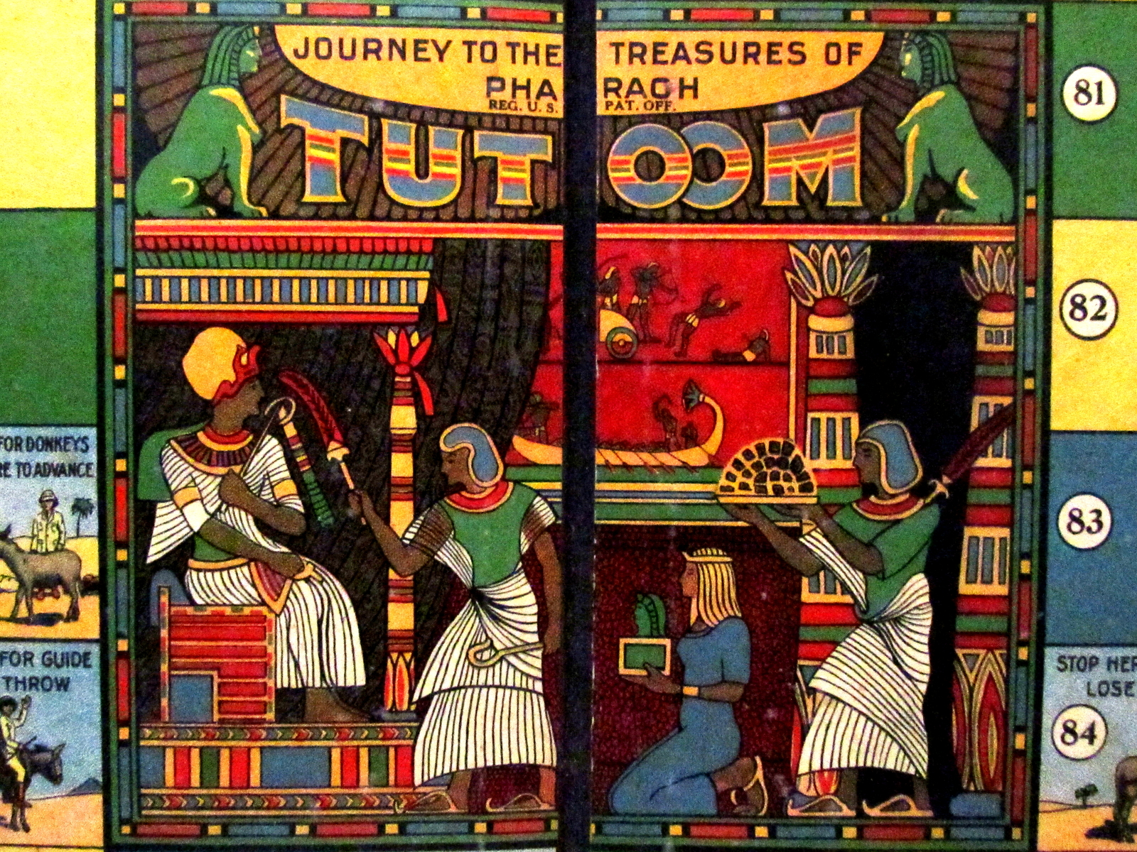 1923 "Journey to the Treasures of Pharaoh" Board Game Board - Vintage ...