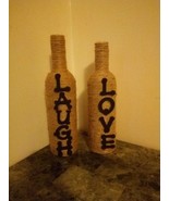 Decorated Wine Bottles&quot;Laugh Love&quot; Twine Wrapped Wine Bottles - $14.85