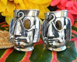 Vintage Swank Cufflinks Tribal Mayan Aztec Warrior Mask Face Figural