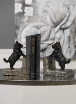 Terrier Dog Bookend Set 6.3" H Black Color Poly Stone Library Books Read