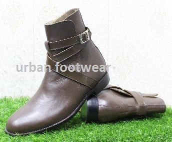 Mens Handmade New Formal Brown Leather Jodhpurs Ankle High Casual Wear Boots