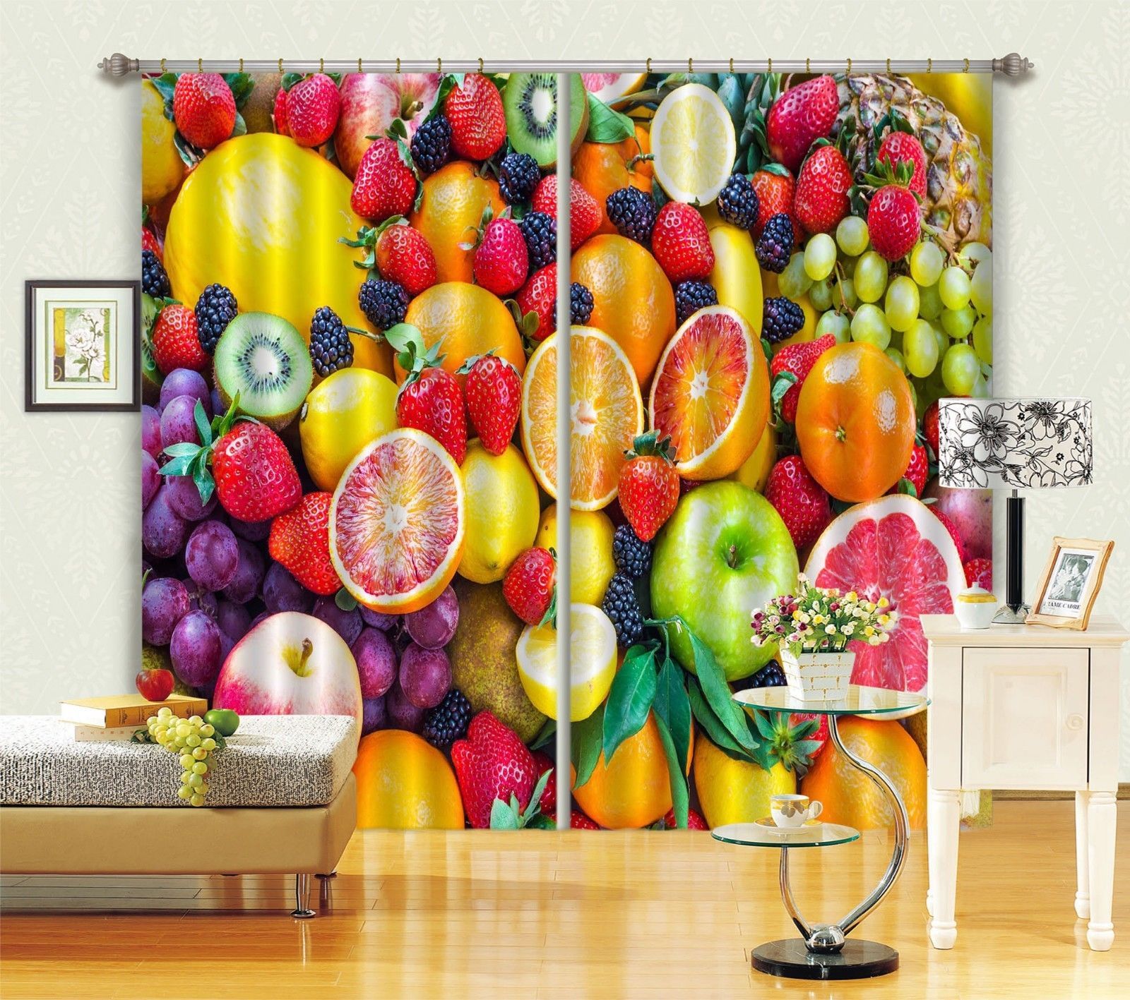 3D Fruit Highlights 21 Blockout Photo Curtain Print Curtains Drapes US