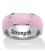 BREAST CANCER AWARENESS PINK RIBBON STAINLESS STEEL RING SIZE  5 6 7 8 9 10 - $90.24