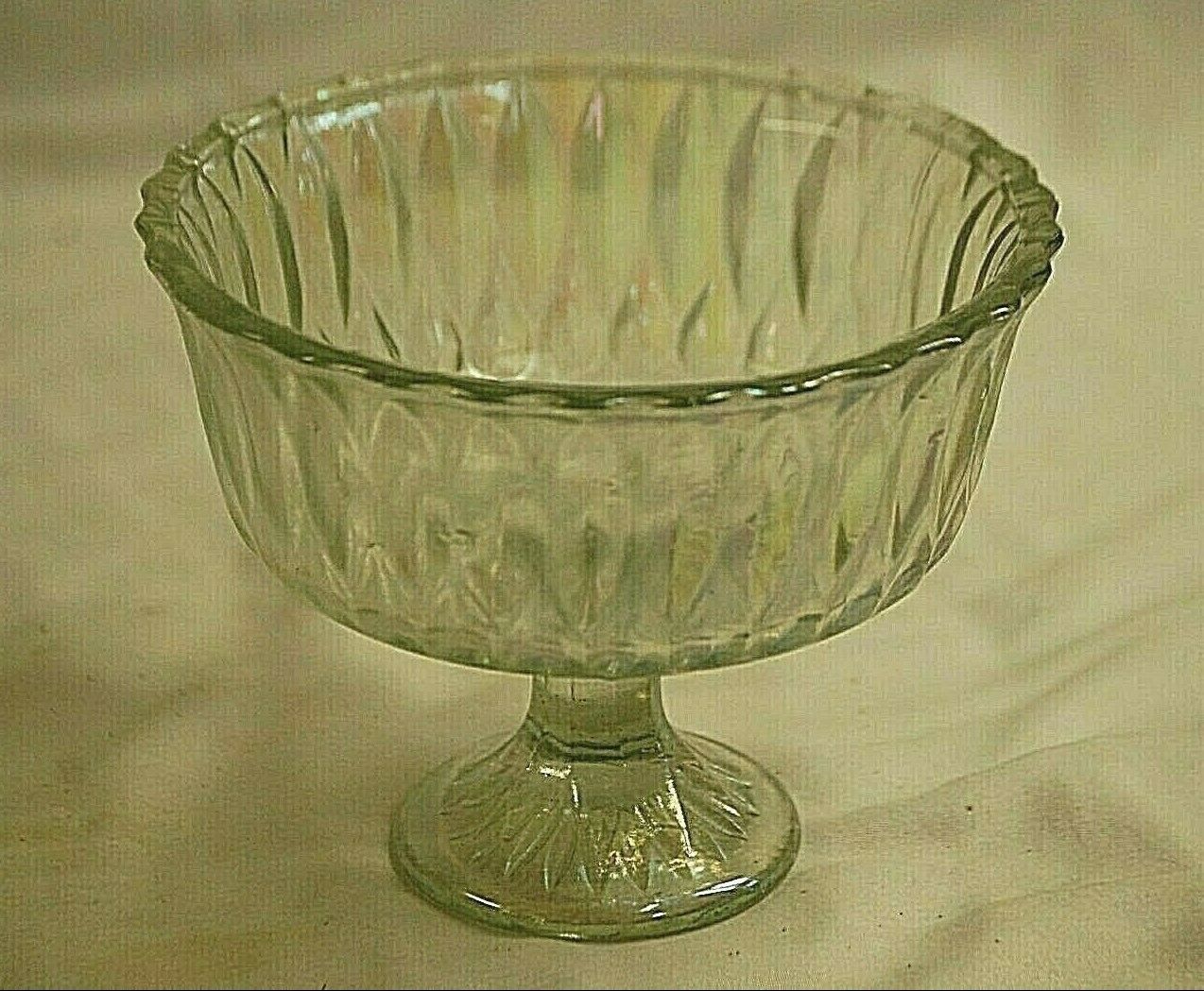 Collectibles Collectible Glass Vintage Green Pressed Glass Footed