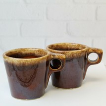 Set of 2 Vintage Hull Pottery Brown Drip Mug Stoneware D Handle Coffee T... - $24.99