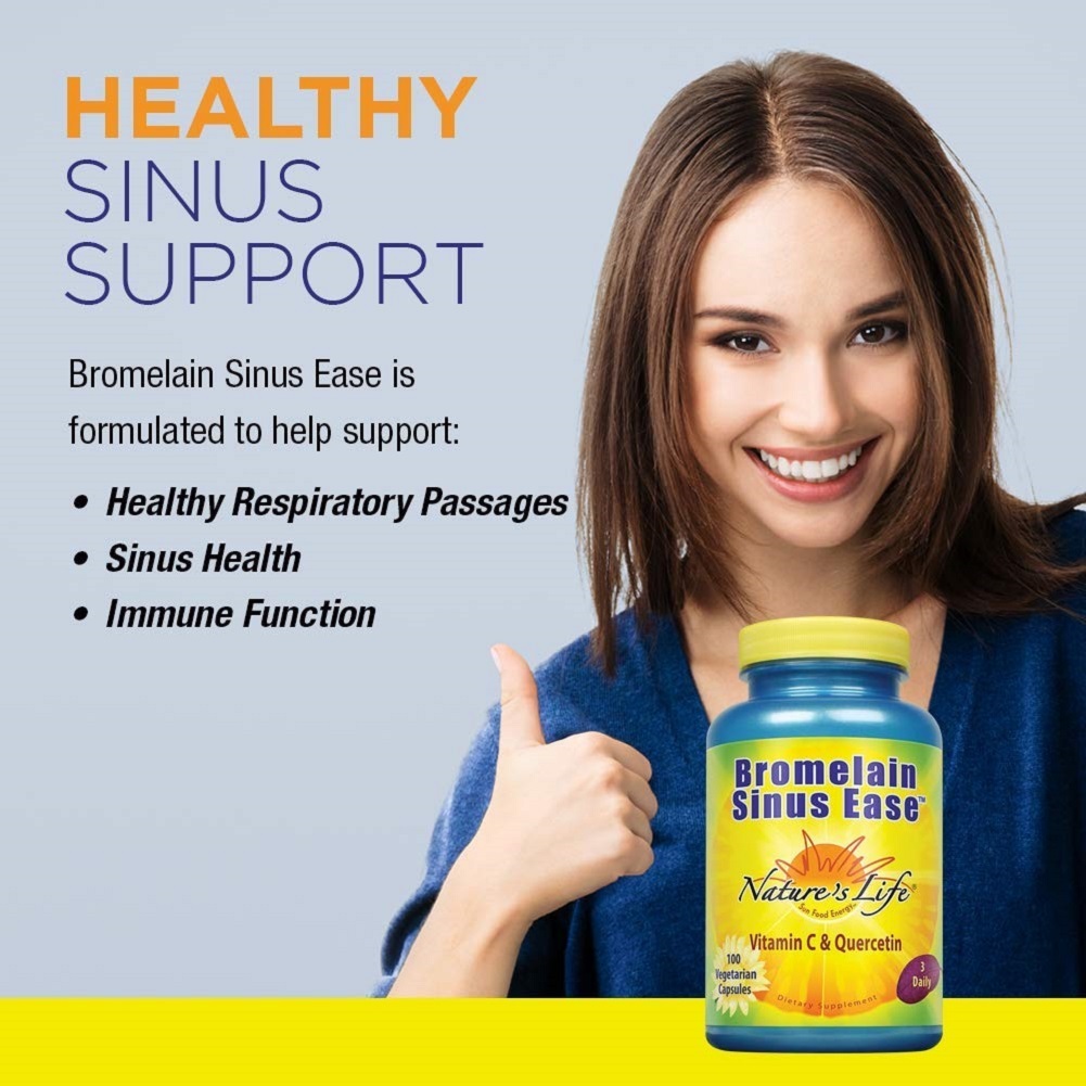 Nature's Life Bromelain Sinus Ease, 1200 Mg, 100 Capsules Vitamins