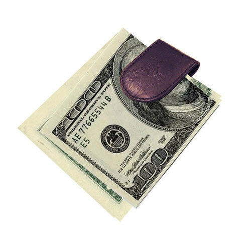 Black Genuine Leather Men's Strong Money Clip Bill Fold Holder