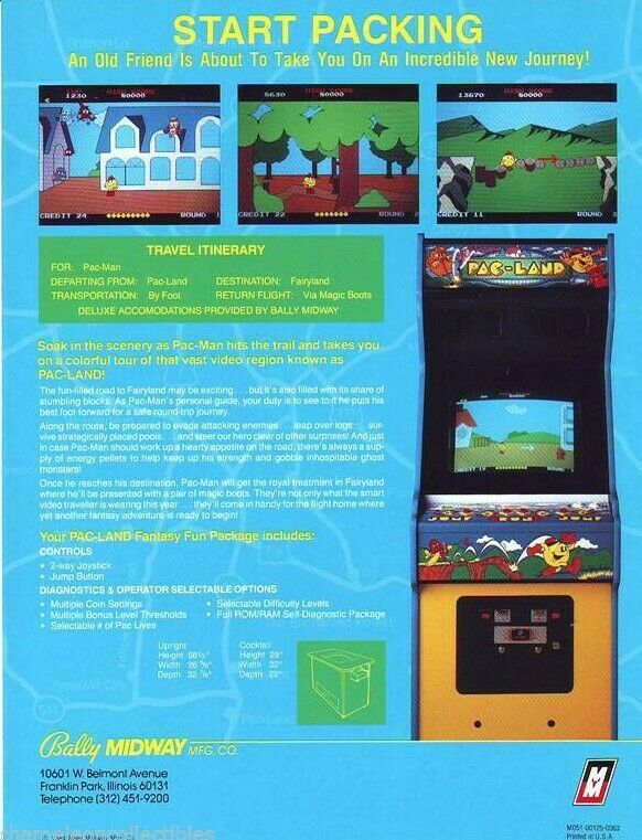 Pac-Land Arcade FLYER Original NOS Bally Midway 1984 Video Game ...