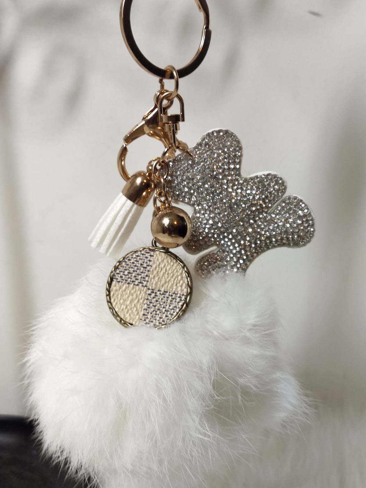 Upcycled Louis Vuitton Tassel Keychain with gold lobster claw