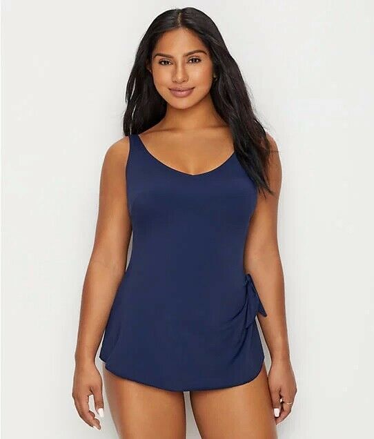 Roxanne Navy Solids Sarong One Piece Swimsuit Us 12 36dd Swimwear