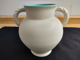 Vtg. Coors pottery Berthoud vase; white/blue. - $85.50