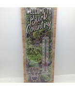 Welcome to Buck Country Indoor Outdoor Thermometer Deer Metal 17.5 in Tall - $15.51