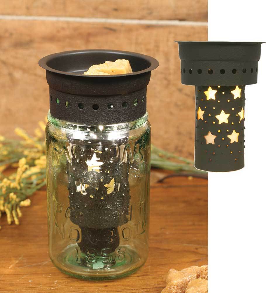 Wax Potpourri Warmer Kit Pint Size Mason Jar Lamp Punched Stars Decorative Candle Holders
