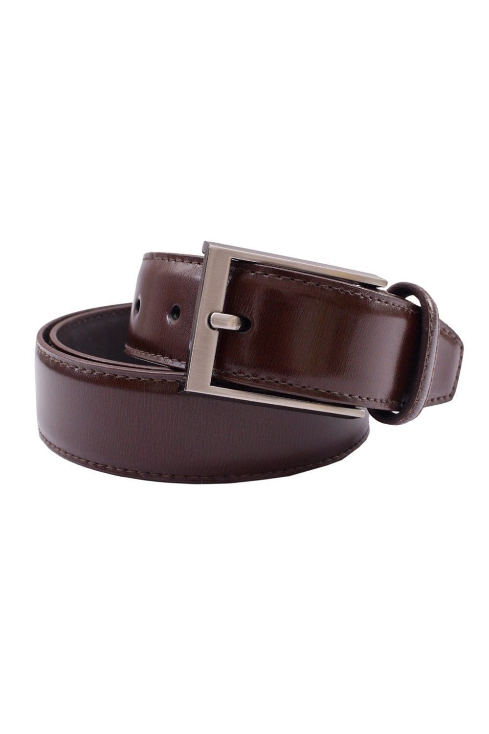 New Mens Genuine Leather Check Pattern Pin Buckle 35mm Width Belts