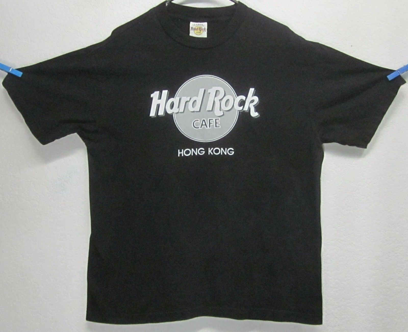 HARD ROCK CAFE HONG KONG CHINA UNISEX LARGE 100 COTTON BLACK GRAPHIC