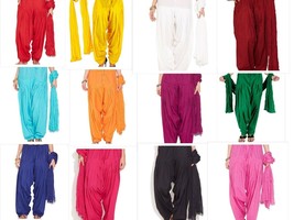 Women&#39;s Cotton Salwar and Chiffon Dupatta set Choose Your Color Choice - $12.51
