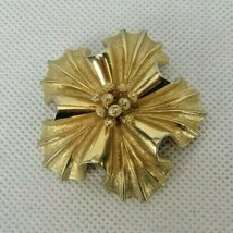 Vintage Costume Jewelry, Gold Tone Flower Brooch, Signed Coro PIN179 - $12.69