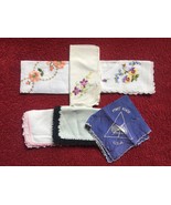 Set of 6 vintage embroidered handkerchiefs (mixed set) - $25.00