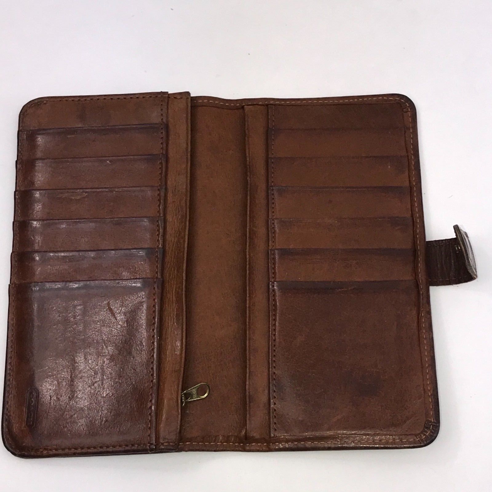 Coach Distressed Brown Leather Vintage Wallet Unisex Patina Wallets