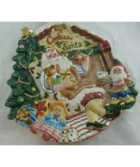 Vintage Fitz and Floyd Cookies for Santa Plate Dish Canape Santa&#39;s Works... - $32.66