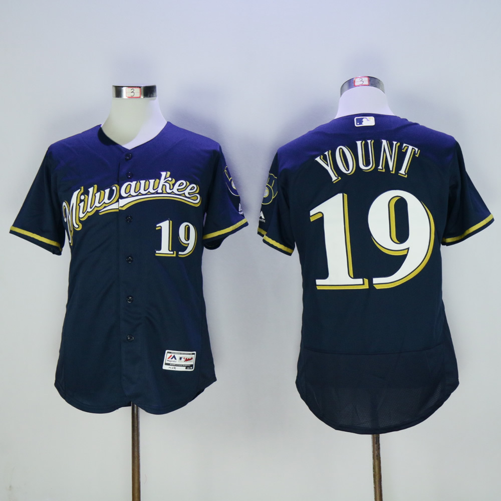 Milwaukee Brewers 19 Robin Yount Baseball Jersey Blue Retro - Baseball-MLB