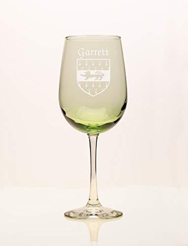 Garrett Irish Coat of Arms Green Wine Glass