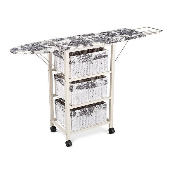 Portable Ironing Board Center Station Storage Cart With Baskets Laundry
