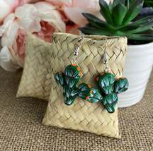 Hand-Made Alebrije Cactus &quot;Nopalitos&quot; Earrings in Small Palm Box - $15.99