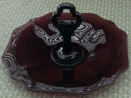 Beautiful Amethyst Glass Handled Serving Plate, Gorgeous Shape, EXCELLEN... - $34.64