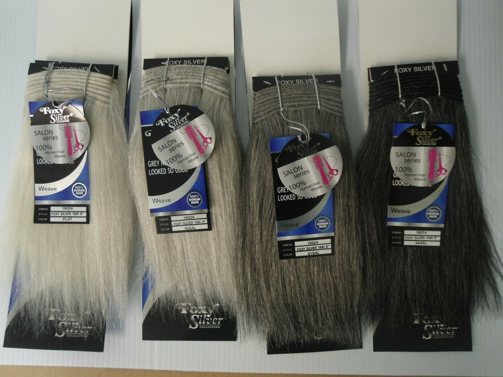 14" Salt n' Pepper 100 Human Hair Straight Weave Track Grey Color 51