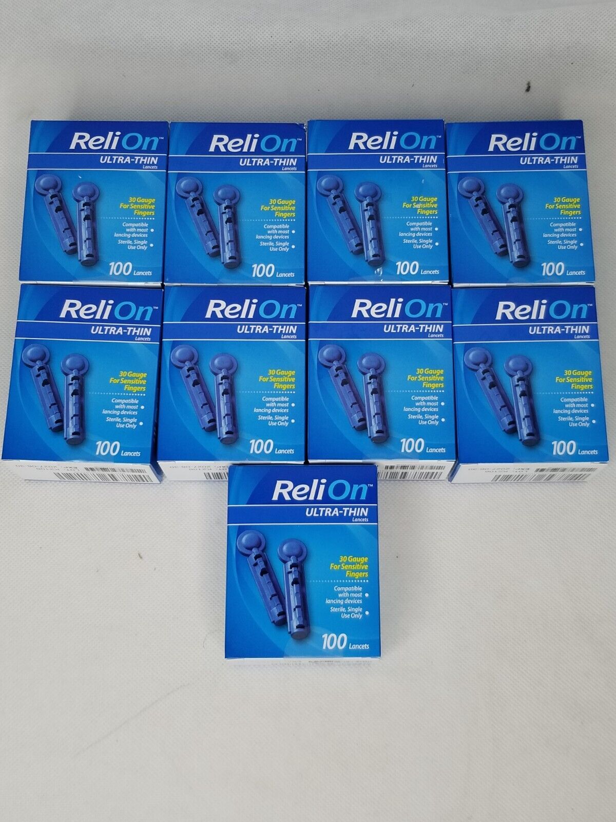 RELION ULTRA THIN LANCETS 30 GAUGE 100 Count LOT OF 3 Packs (300) New MED1 Lancets