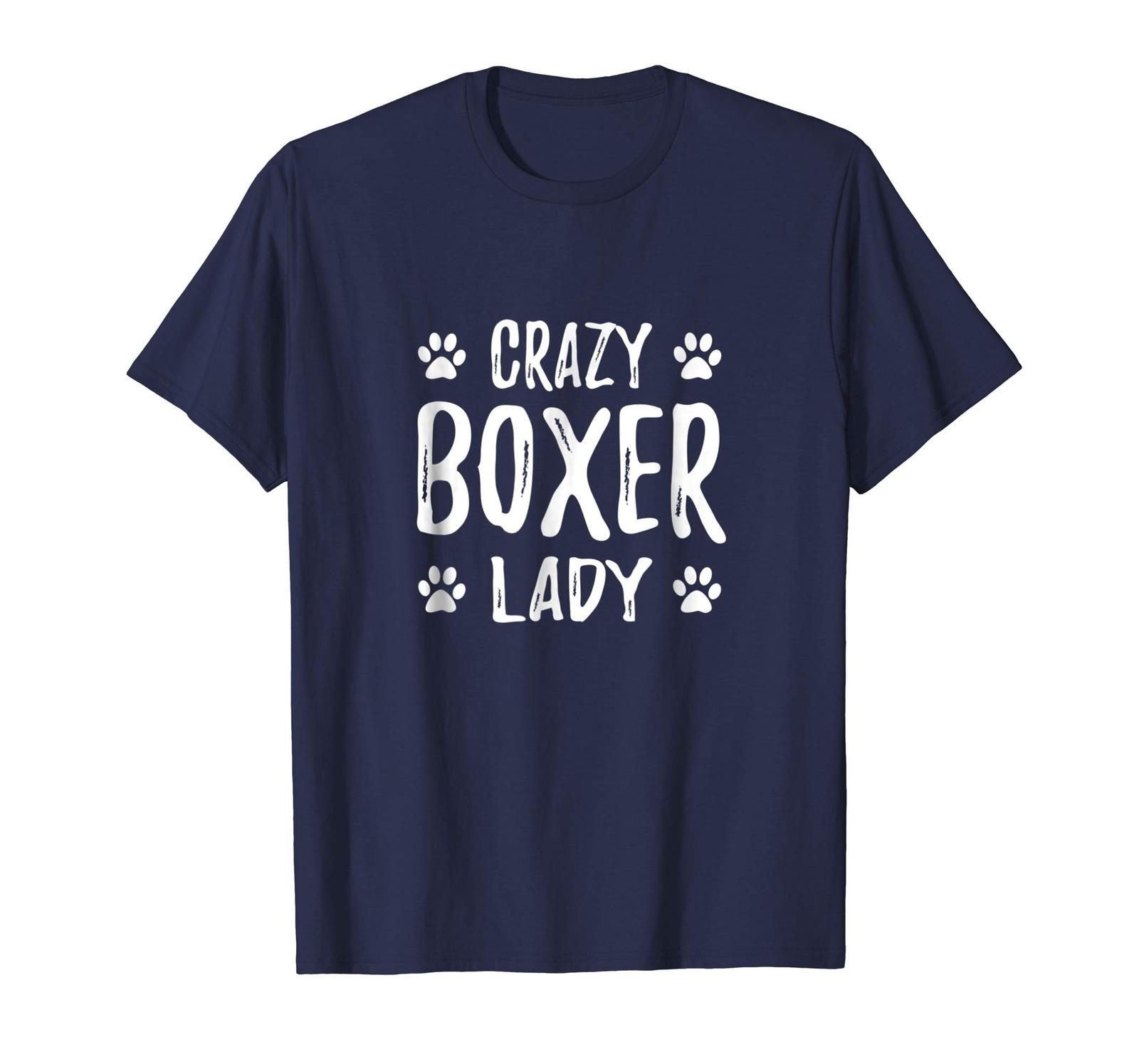 Dog Fashion - Crazy Boxer Lady T-Shirt Funny Dog Mom Gift Idea Men