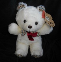 Vintage Cuddle Wit Baby White Aldi Teddy Bear Stuffed Animal Plush Toy Plaid Tag - $36.47