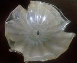 Decor Murano Italian Glass Bowl Dish, Orange Yellow Swirls, 9”,Lavorazione Arte - $74.25