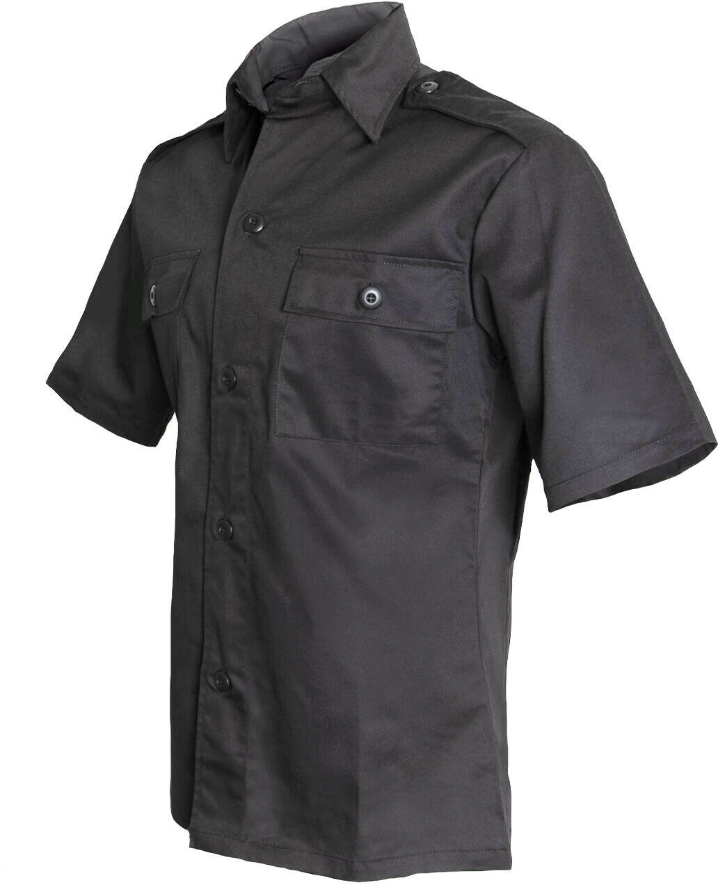 Black Tactical Uniform Shirt Short Sleeve Button Down Epaulets Duty ...