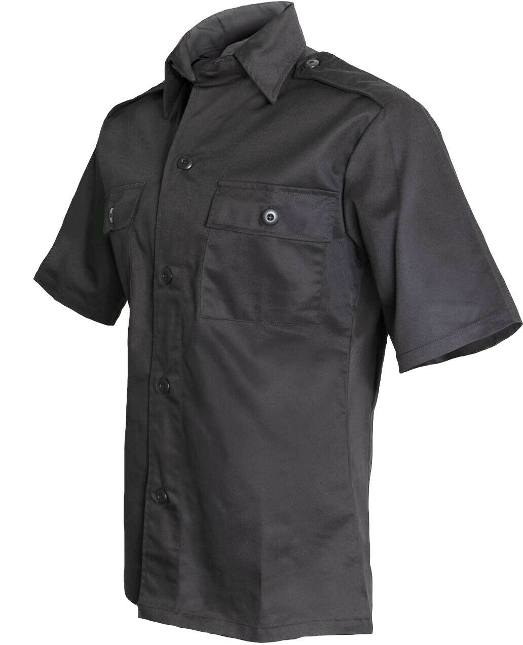 black shirt with epaulettes