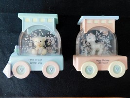 1990 Precious Moments Birthday Train Waterglobes Babies ,#1 & 2 Vgc - $23.76