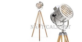 Tripod Floor Lamp In Natural Wooden Legs