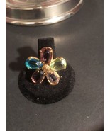 Vintage Coach Brand Pastels Flower Ring Gold Tone Size 7 - $59.00