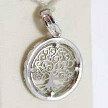 18K WHITE GOLD MINI TREE OF LIFE PENDANT, 0.55 INCHES, ZIRCONIA, MADE IN ITALY image 3