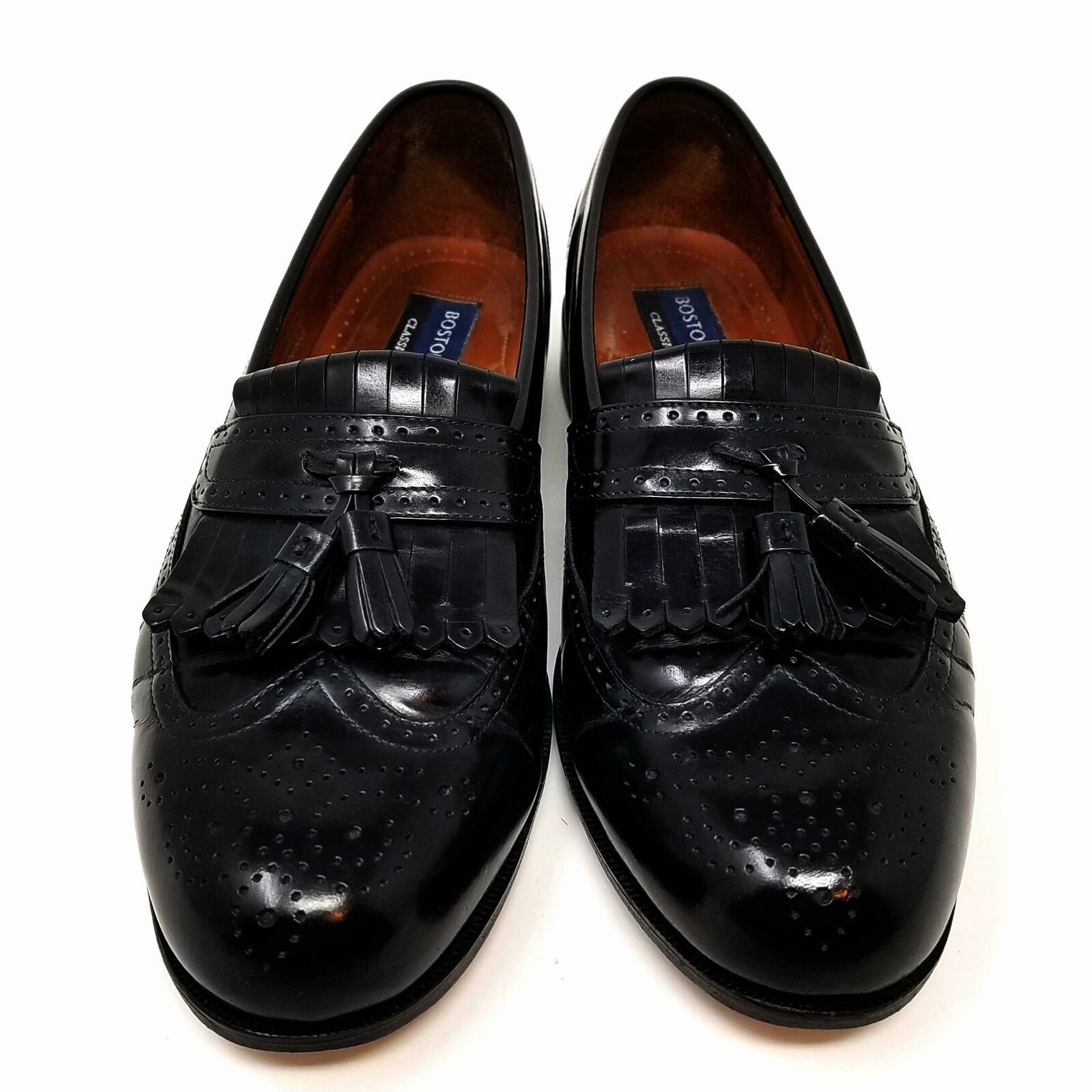 Bostonian Evanston Black Leather Brogue Wingtip Kiltie Tassels Shoes ...