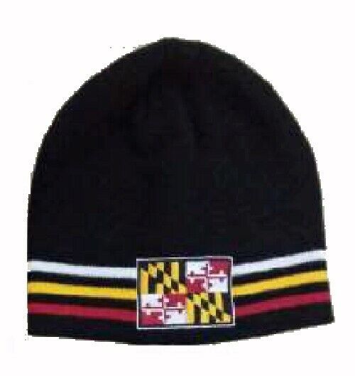 Maryland Embroidered Flag Black Beanie Hat - NEW